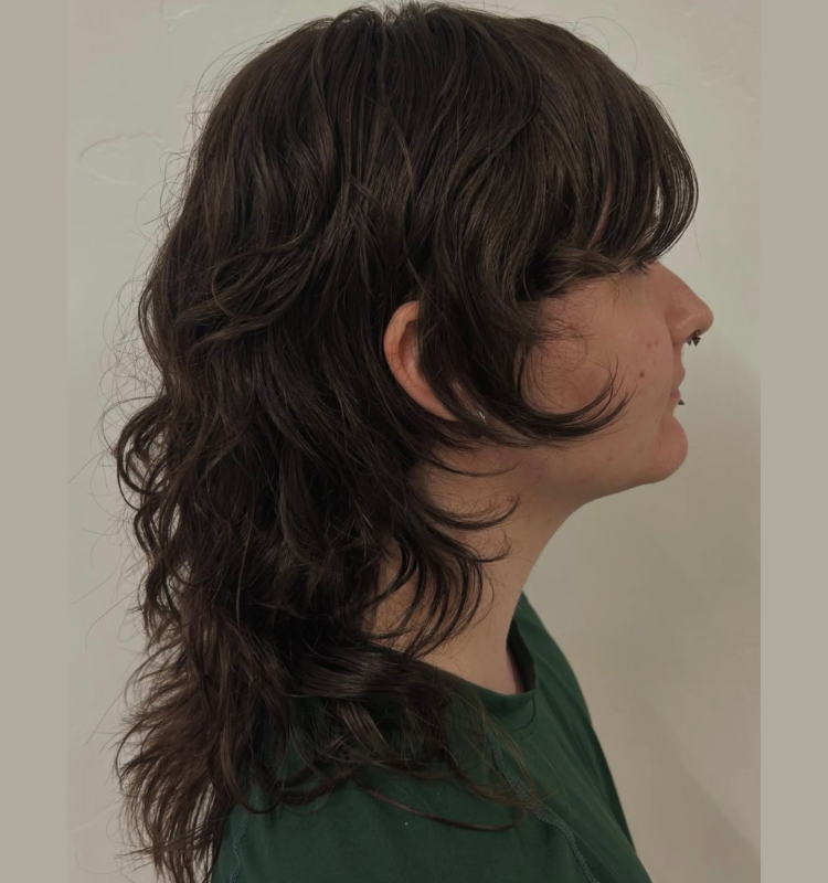 Retro Long Curly Faux Mullet